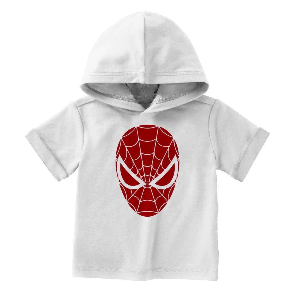 Kaos Hoodie Kupluk  Anak Spiderman WEB  Untuk 2-8 Tahun Super Lembut