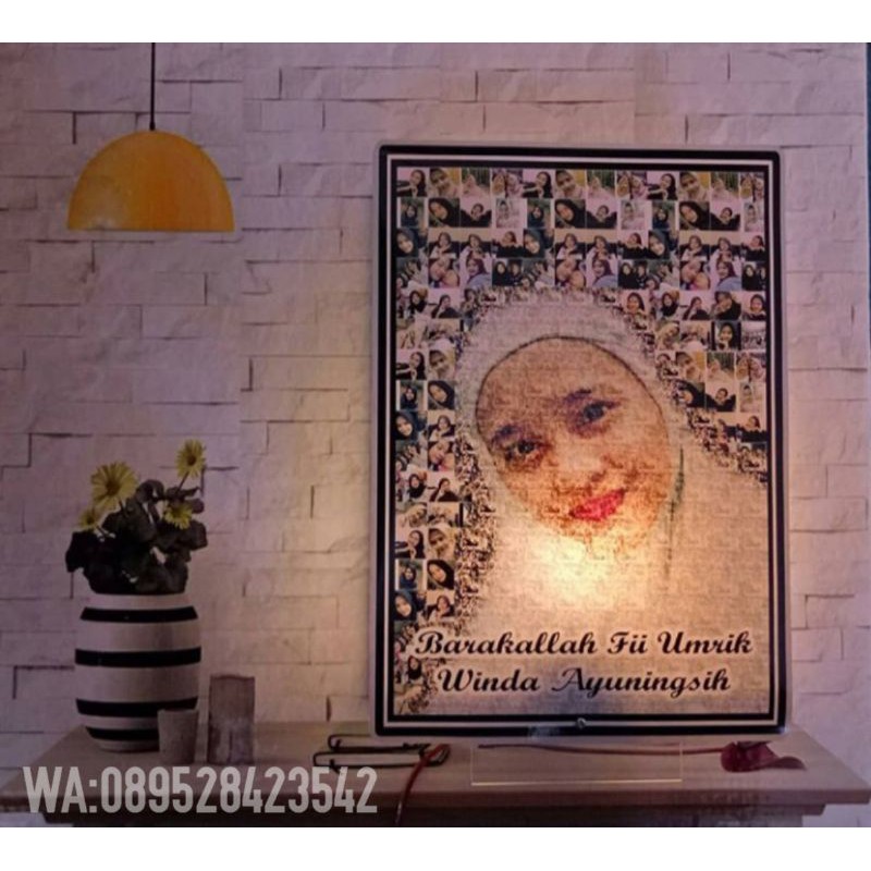 Lampu hias frame foto mozaik kado ultah