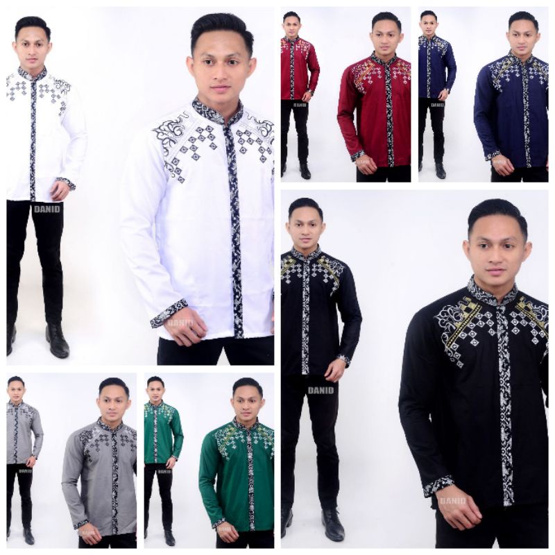 KOKO KURTA MOTIF BORDIR KOTAK-KOTAK LENGAN PANJANG/KOKO KURTA LEBARAN/KOKO PRIA ORIGINAL