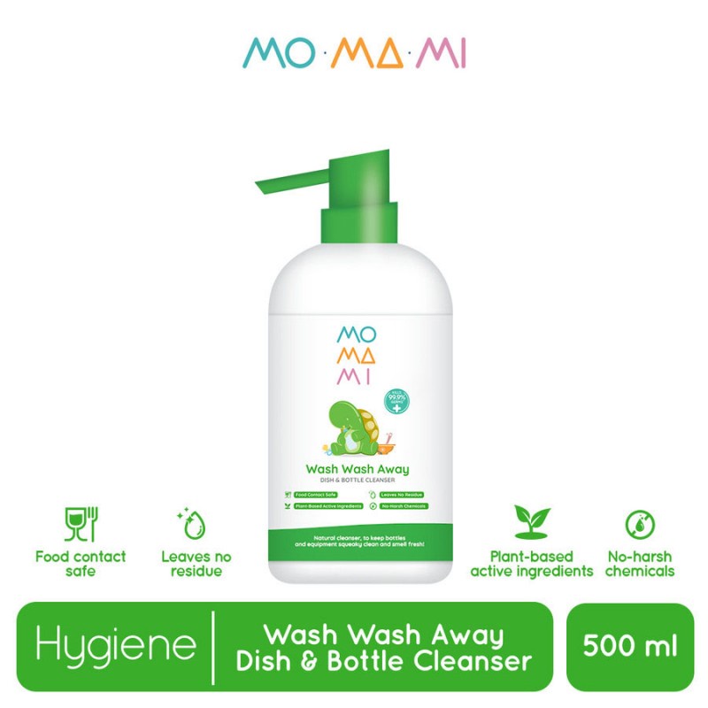 Momami Wash Wash Away Dish &amp; Bottle Cleanser 500ml Pembersih Piring dan Botol Bayi