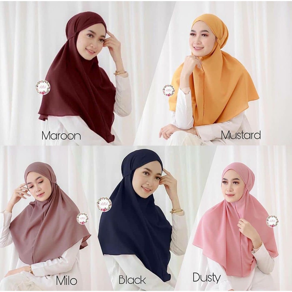 Hijab Instan Jilbab Bergo Maryam Bahan Wolfis Size XL Jumbo Premium Quality Gratis Ongkir Bisa COD-4