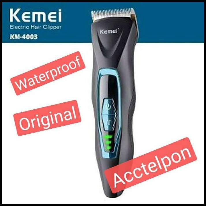 Clipper Kemei Km-4003 Alat Cukur Waterproof Mesin Cukur Rambut Cas