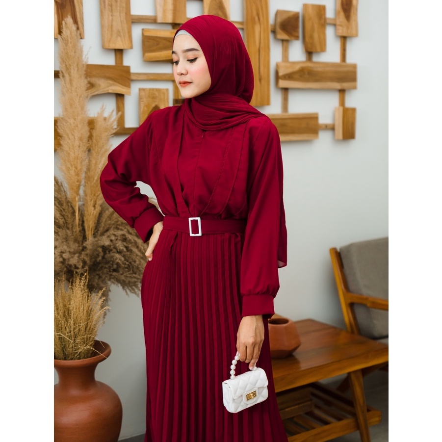 (MSB) GAMIS PLISKY BELT DAILY BUSUI DRESS WOLFIS