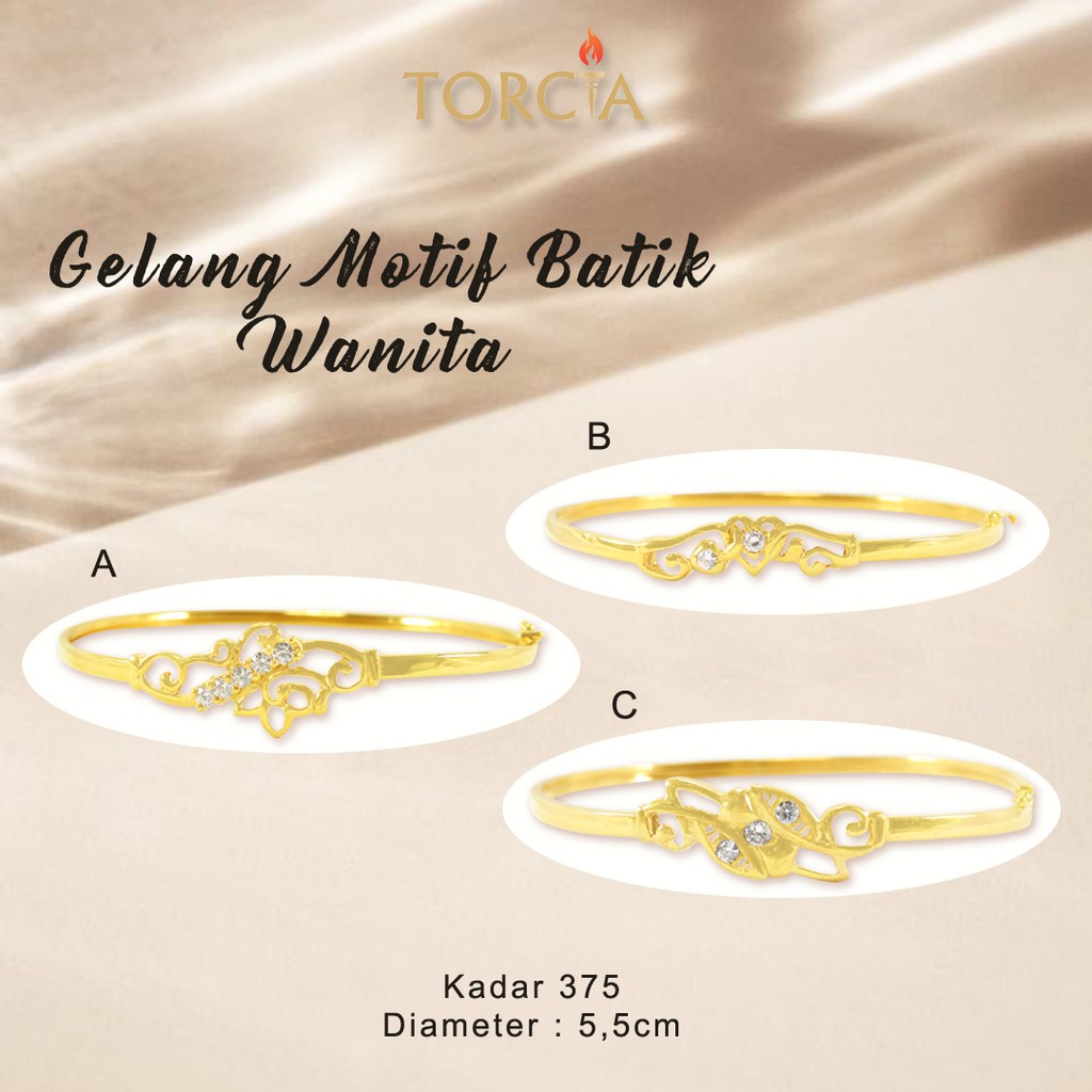 Gelang Wanita Emas Asli Motif Batik Kadar 375 Torcia