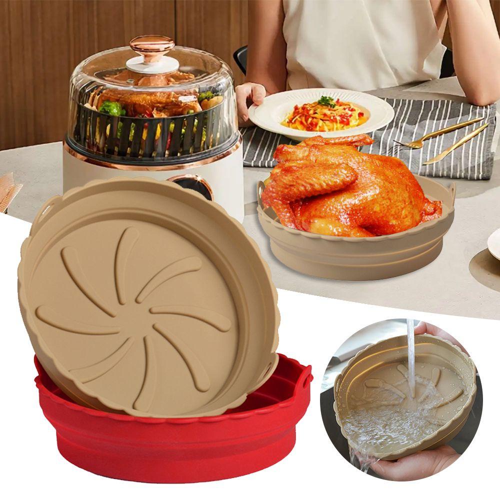 Solighter Panci Silikon Lipat Lembut Reusable Pizza Plate AirFryer Aksesoris Baking Basket