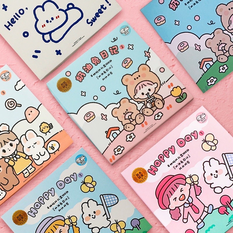 

[BOX] Sticker Deco Girl Bear Bunny Aesthetic Dekorasi Tumbler Binder Diary Case HP Laptop Scrapbook