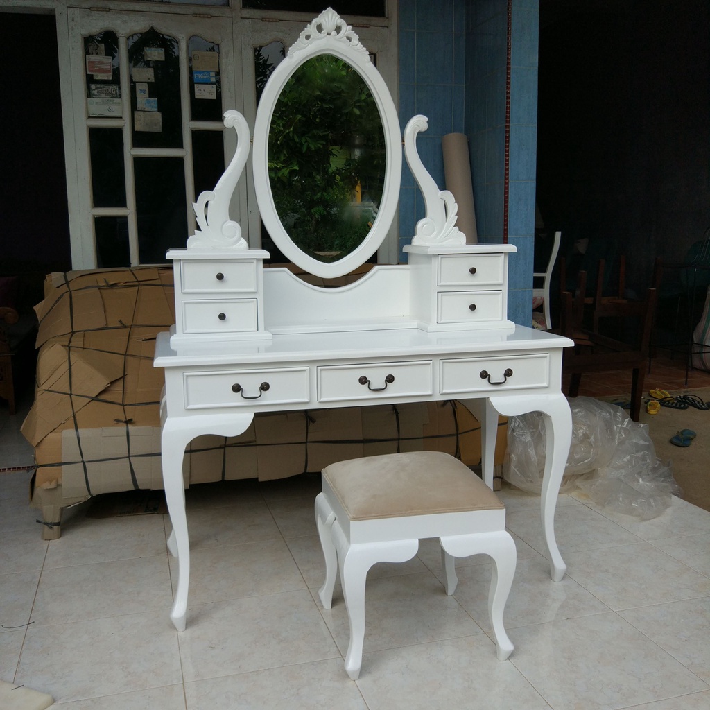 Meja Rias Shabby Minimalis / Meja Rias Putih / Meja Rias Warna Putih / Meja Rias Minimalis Murah