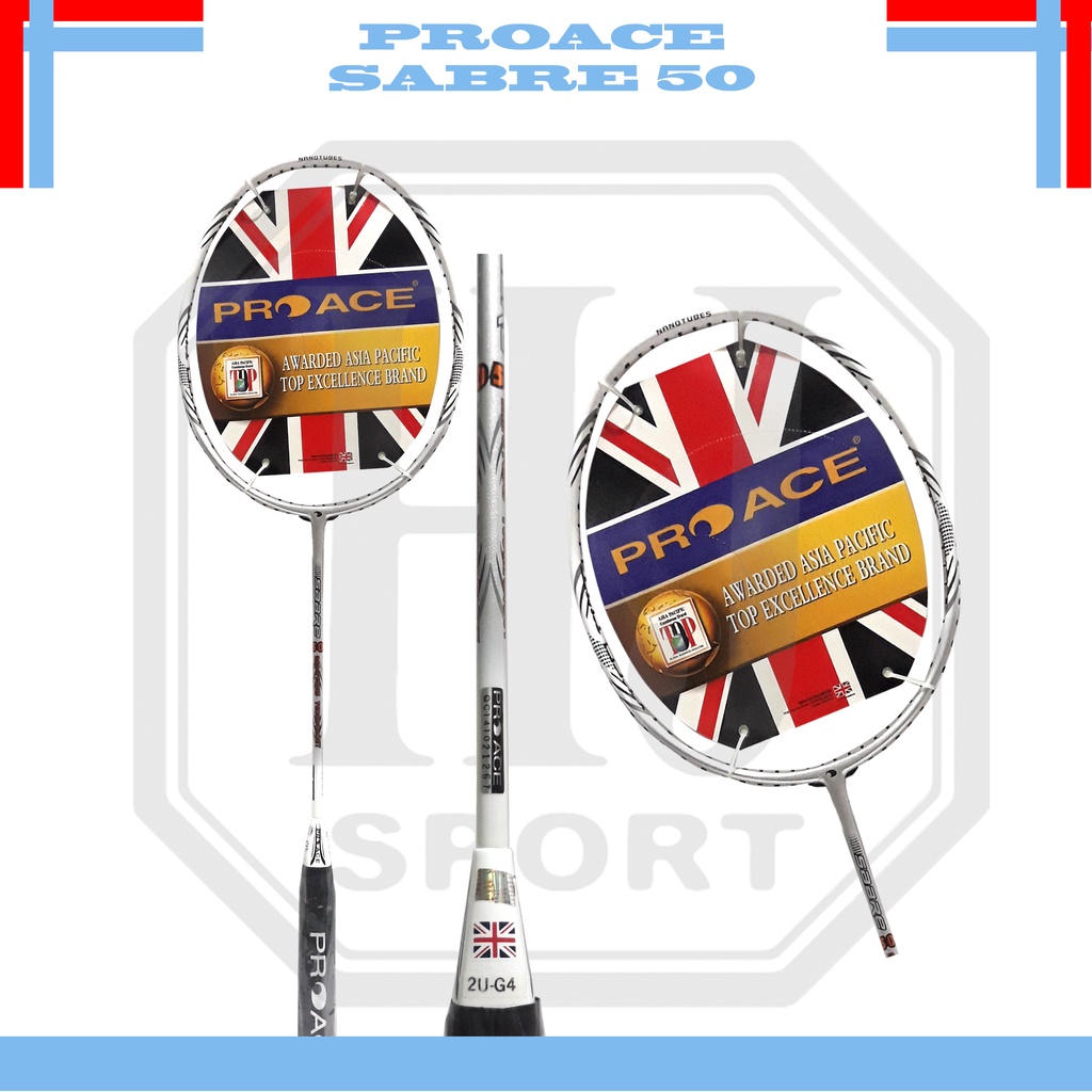 Raket Badminton Original Pro Ace Sabre 50 Bonus Komplit