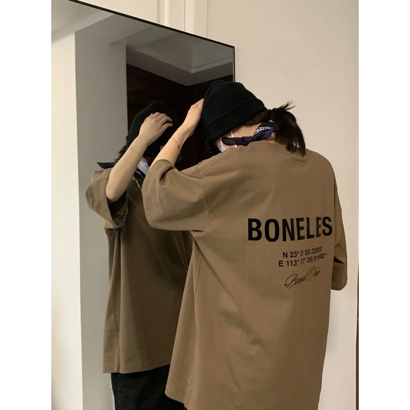 Premium brown new kekinian korean style couple oversize t shirts original (BONELES)