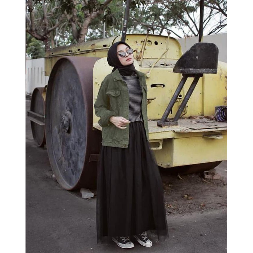 KUALITAS BAGUS JACKET JEANS HIJAU ARMY DENIM ZARA JAKET TEBAL IMPORT FASHION WANITA T - HIJAU ARMY