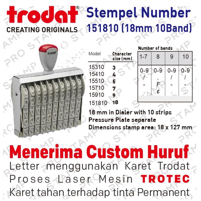 

Stempel Manual Angka 10 Digit 18mm / Trodat 151810