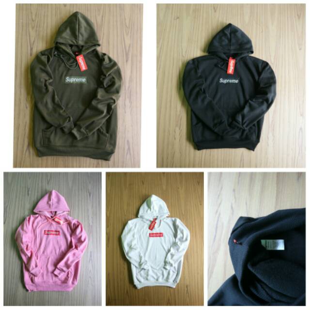 Jaket sweater hodie supreme putih