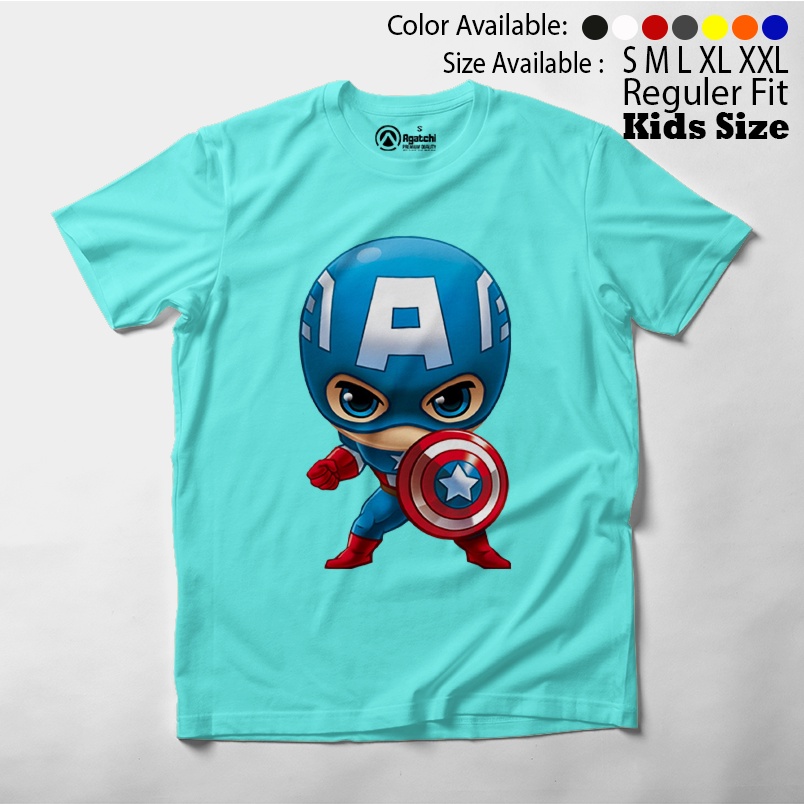 Baju Anak / Kaos Atasan Anak / Kids T Shirt  Baby Marvel Super Hero Chibi Kawaii Captain Amerika