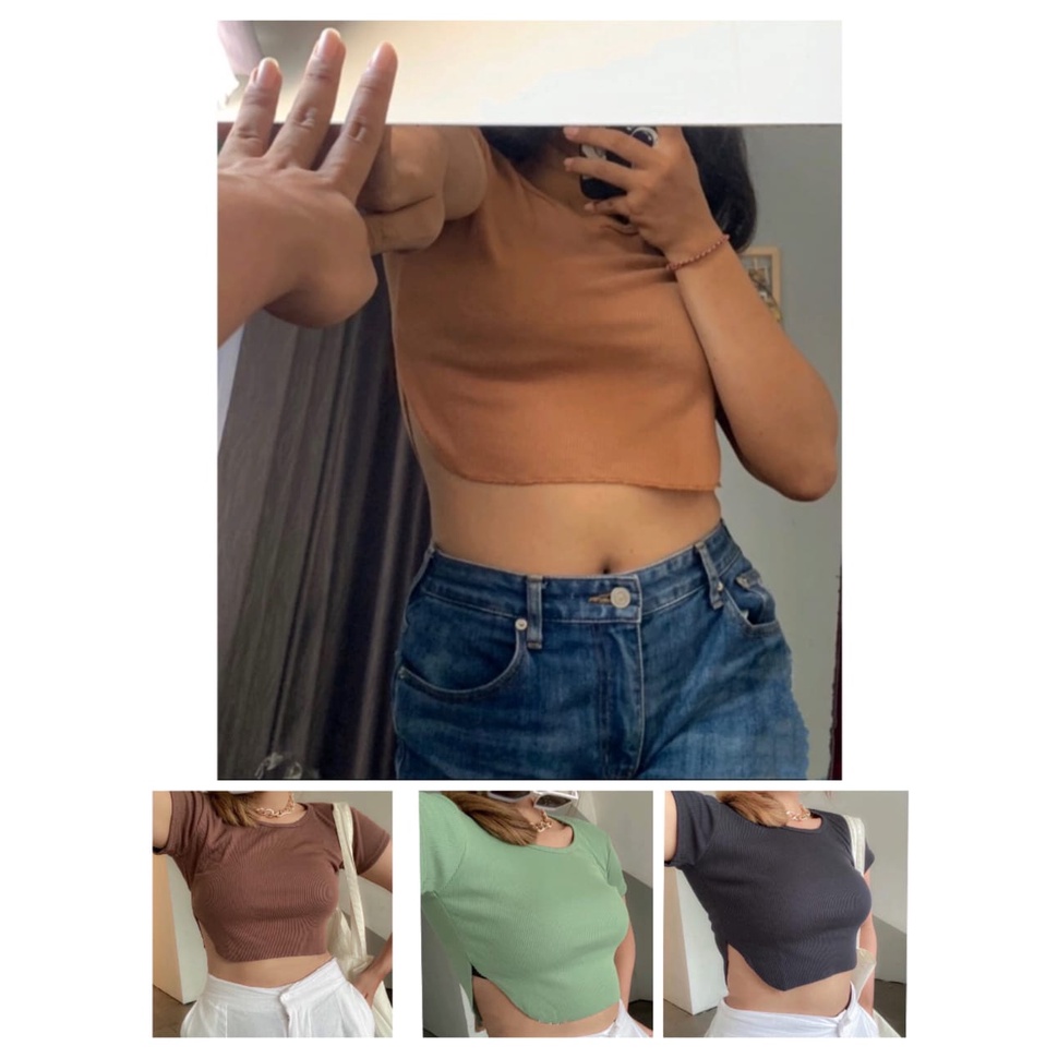 GTW - ZEC OOTD Kaos Crop AILYAH /  Ery Crop Top RIB / CROP TOP KNIT RIB / Ery rib top (Short Sleeve)