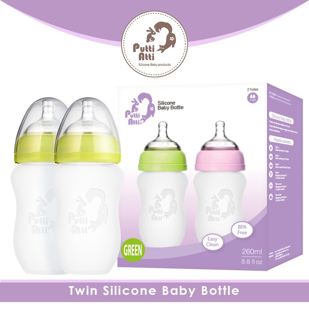 Putti Atti Silicone Baby Bottle 260ml isi 2pcs Green