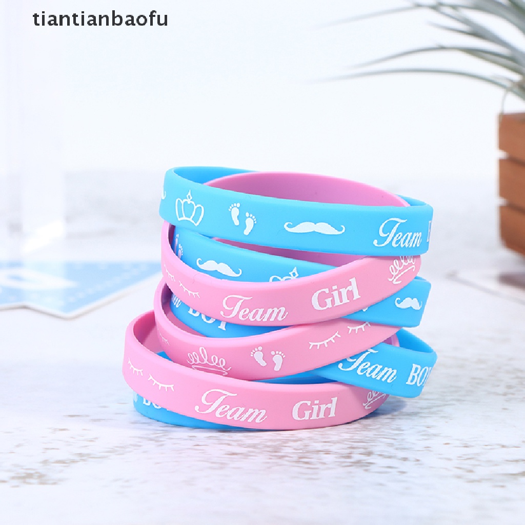 [tiantianbaofu] 36Pcs Gender Reveal Bracelets Team Boy Silicone Wristbands Team Girl Rubber Boutique