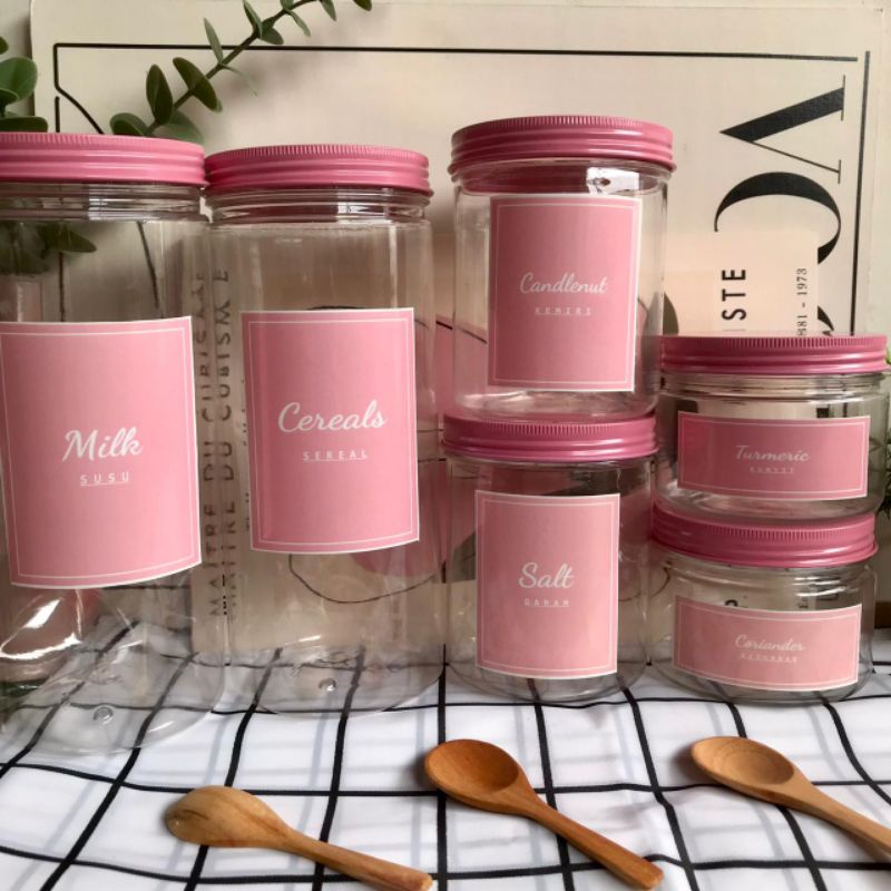 (NEW LABEL) TOPLES BUMBU PINK FREE LABEL STICKER SEASONING SET SHABBY