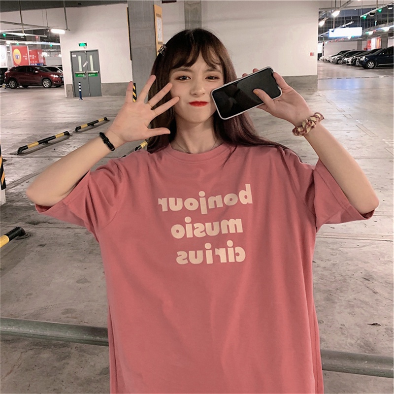 Kaos Atasan Lengan Pendek Wanita Fashion Korea/Premium Katun T-shirt Import/Baju Cewe Oversize(realpict)