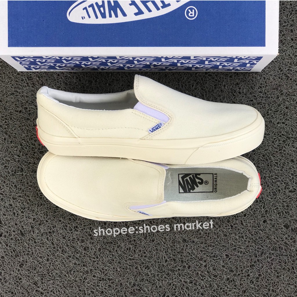 Vans Slip On Og Off White Full Cream Box Biru