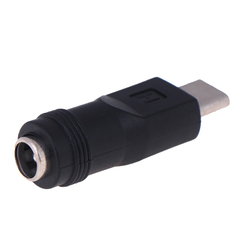 1pc Adapter Jack Female 5.5x2.1mm Ke Tipe-C 3.1 Male Plug 90 / 180 Derajat