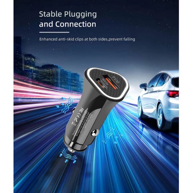 Universal Car Charger 2 USB C IPHONE ANDROID FAST CHARGING Mobil DUAL