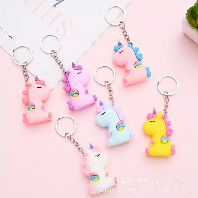 GANTUNGAN KUNCI UNICORN DUDUK // Ganci Karakter Unicorn Unik Lucu | Gantungan tas | Bag Charm | Souvenir Murah | Keychain | COD