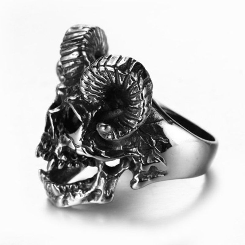 Vintage Men's Fashion Stainless Steel Skull Ring Hip Hop Party Jewelry Accessories