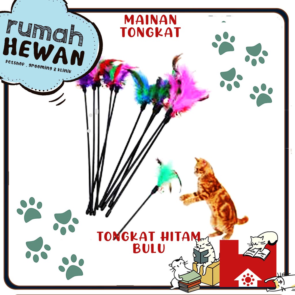 Mainan Kucing Tongkat Hitam Bulu - Cat Toys Stick Bulu