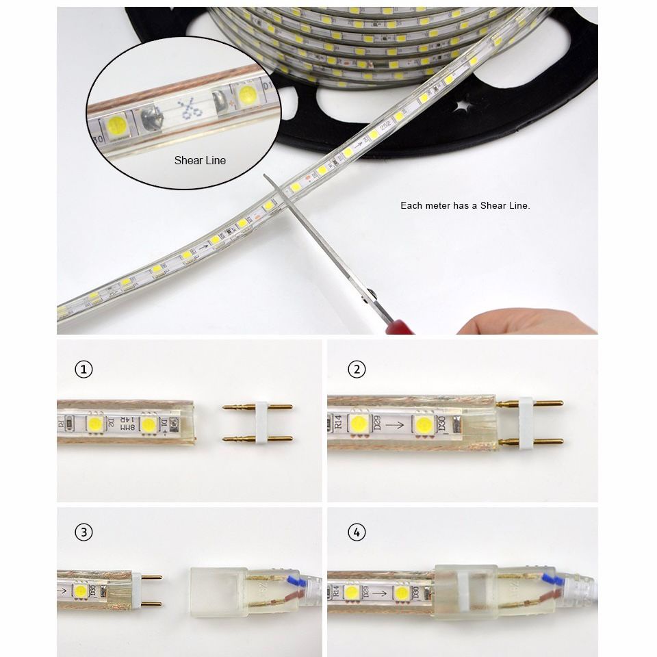 LED Strip Selang SMD 5050 AC 220V Meteran Per-1 Meter Outdoor Dekorasi