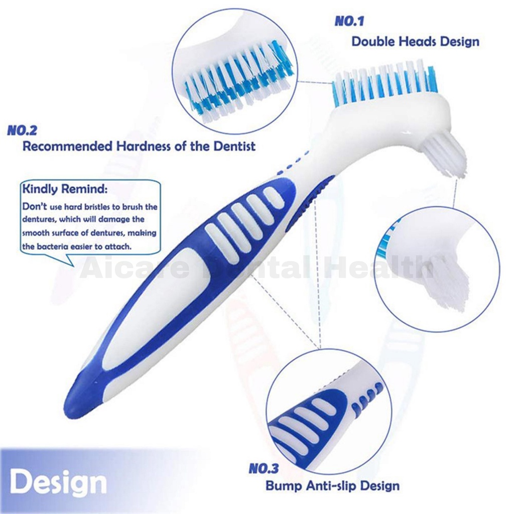 Denture Brush - Sikat Gigi Palsu TERBARU - Double Head Design TERMURAH