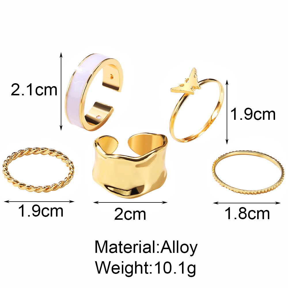 5pcs / Set Cincin Buku Jari Aneka Bentuk Warna Gold Untuk Wanita