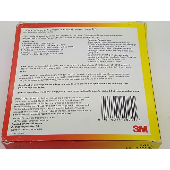Isolasi 3M Scotch 23 / Rubber Tape 3M Scotch 23 / 3M Scotch 23