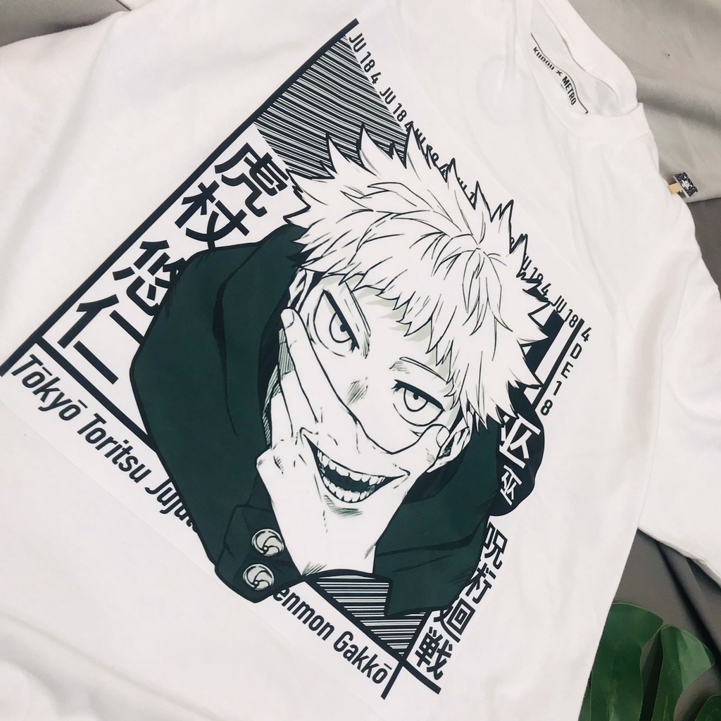 Tshirt Streetwear Itadori Yuji White Anime Manga Jujutsu Kaisen Unisex