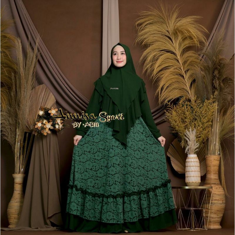 Dress Brukat Lebaran Terbaru Spesial Ramadhan | Merk Annisa Syari Mewah Terbaru 2021 - Gamis Cantik