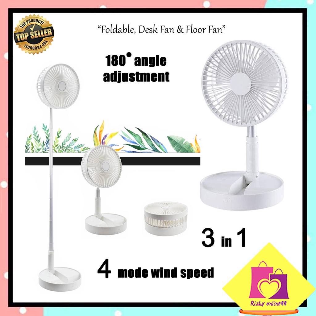 rizkyonline88 kipas mini foldalbe and adjustable floor fan / kipas angin lipat meja portable mini fan Velo profan