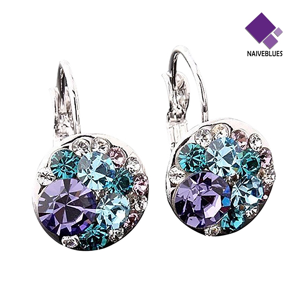 Anting Bahan Alloy Warna Silver Aksen Cubic Zirconia Untuk Wanita