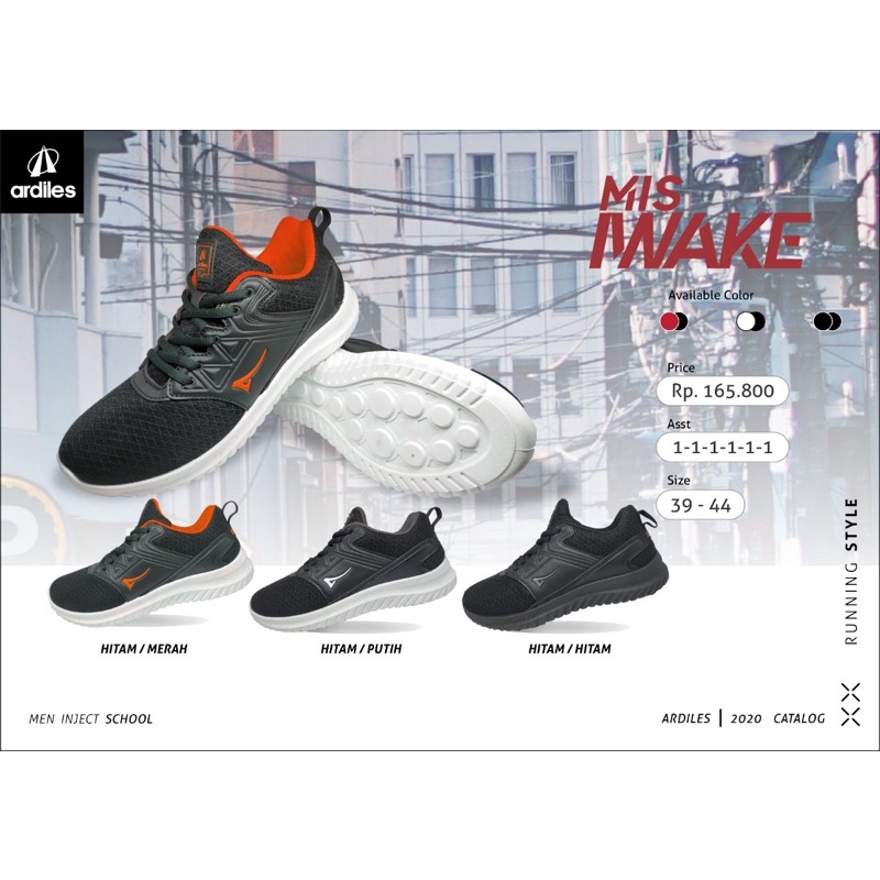 Sepatu Sneaker Pria Sepatu Ardiles Iwake Sepatu Hitam Polos 100% Original