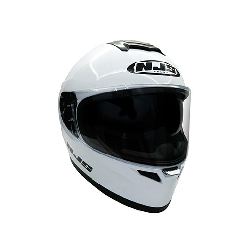 NJS ZX-1 Solid White Putih Polos Size M Helm Full Face Double Visor DD Ring SNI