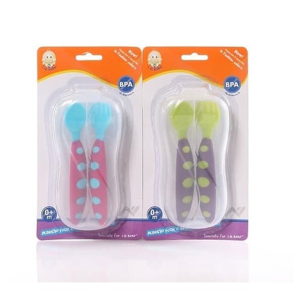 IQ Baby Plastic Fork &amp; Spoon Set in Case