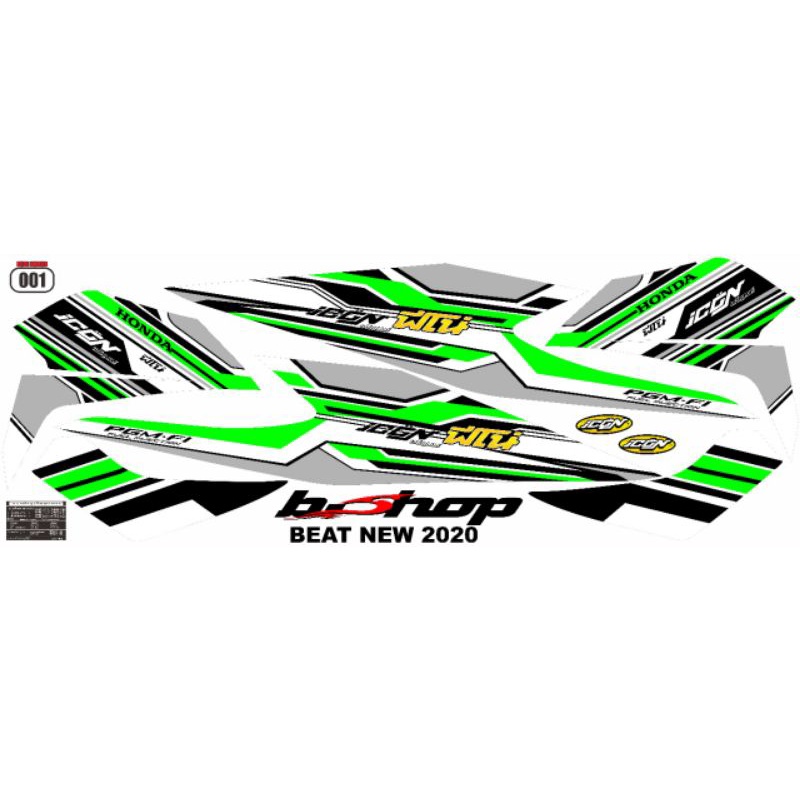 stiker striping beat/icon variasi 2020 hijau merah