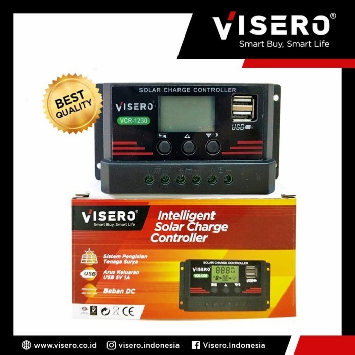 SOLAR CHANGER CONTROLLER VISERO 30A PENGISI DAYA PANEL SURYA 12V 24V