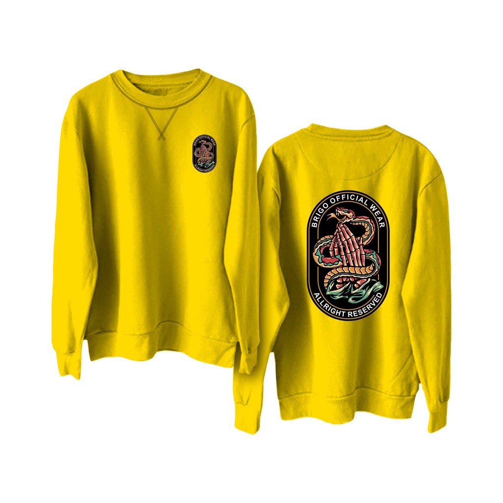 BRIGO Basic Sweatshirt  please snake II Sweater Crewneck BRIGO please snake Sablon DTF Fleece Cotton M-XXL (Pria &amp; Wanita) Free stiker&amp;Gantungan Kunci