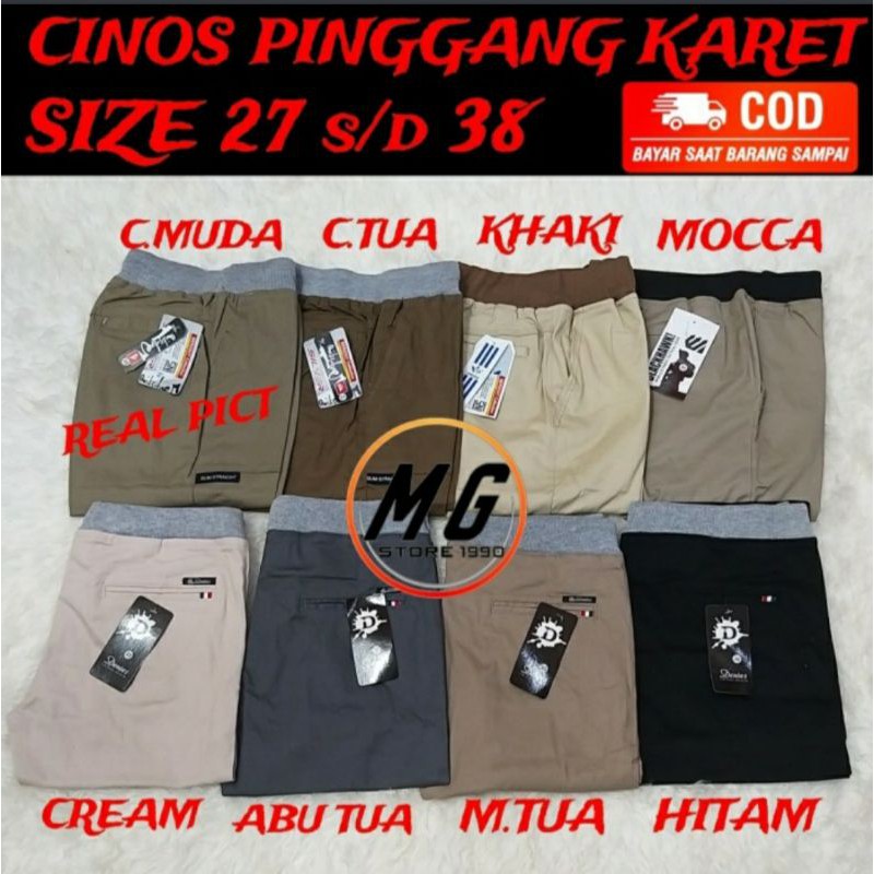 CELANA PANJANG FASHION CHINOS CHINO PINGGANG KARET PRIA WANITA TERBARU