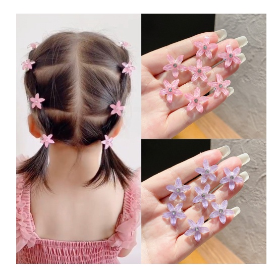 10pcs / Set Jepit Rambut Bentuk Bunga Kecil Gaya Korea Untuk Wanita