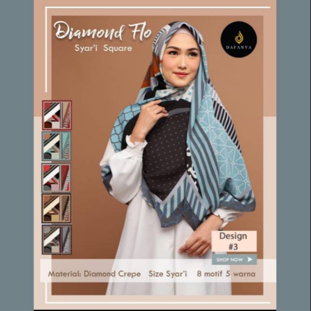 Bisa COD Hijab Jilbab Kerudung Segiempat Segi Empat Jumbo Lebar Besar Dafanya Syari Diamond Flo S1 D