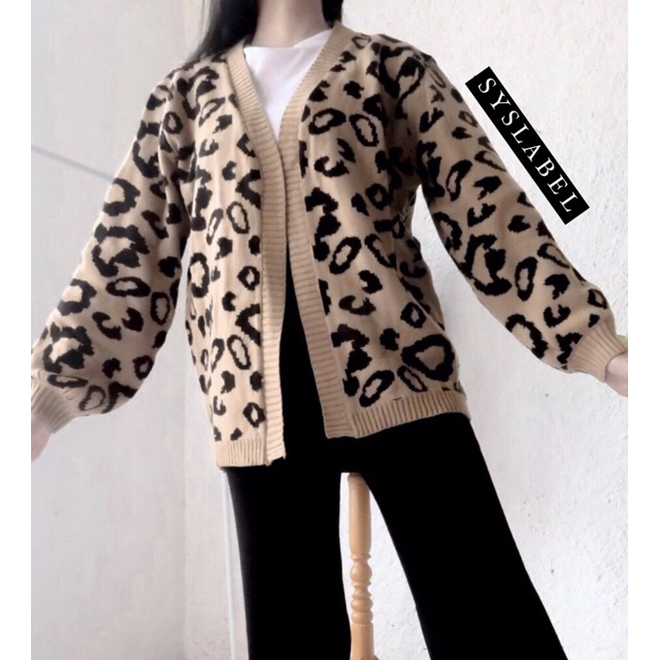 Leopart Cardigan Knit | Cardigan Rajut Premium | Cardigan Wanita A53