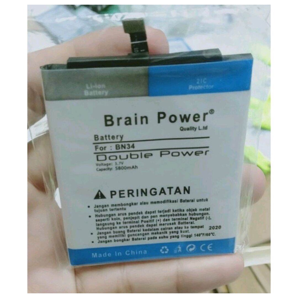 Baterai Xiaomi Redmi 5a Mi5A BN34 BN 34 Ori Brain Power Double Power Batrai Batre HP