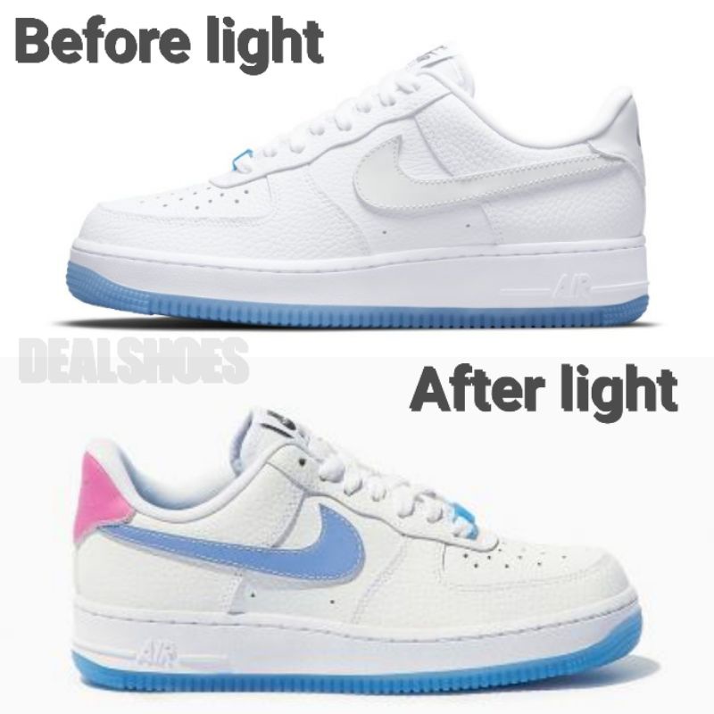Nike Air Force 1  Low UV Reactive Swoosh-White/White - White - University Blue  DA8031 - 101
