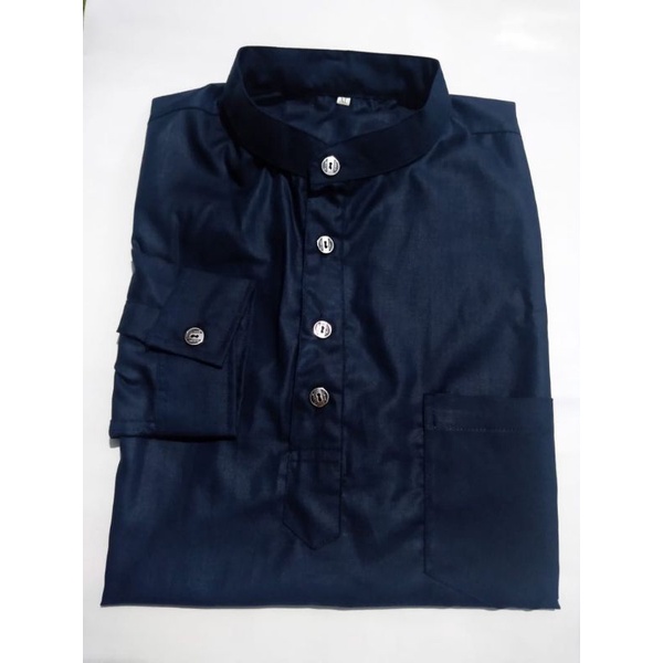 Koko Pria Polos Lengan Panjang bahan Katun Toyobo Tojiro Size M L XL Putih Hitam Navy Army Late Grey