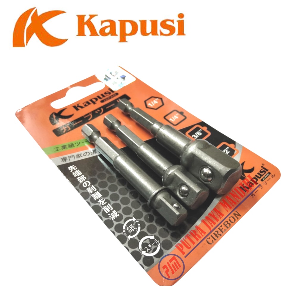 KAPUSI Power Extention Bar Set  / Adaptor Sock Set 3 Pcs 1/2” 3/8” 1/4” / Adaptor Sock To Bor